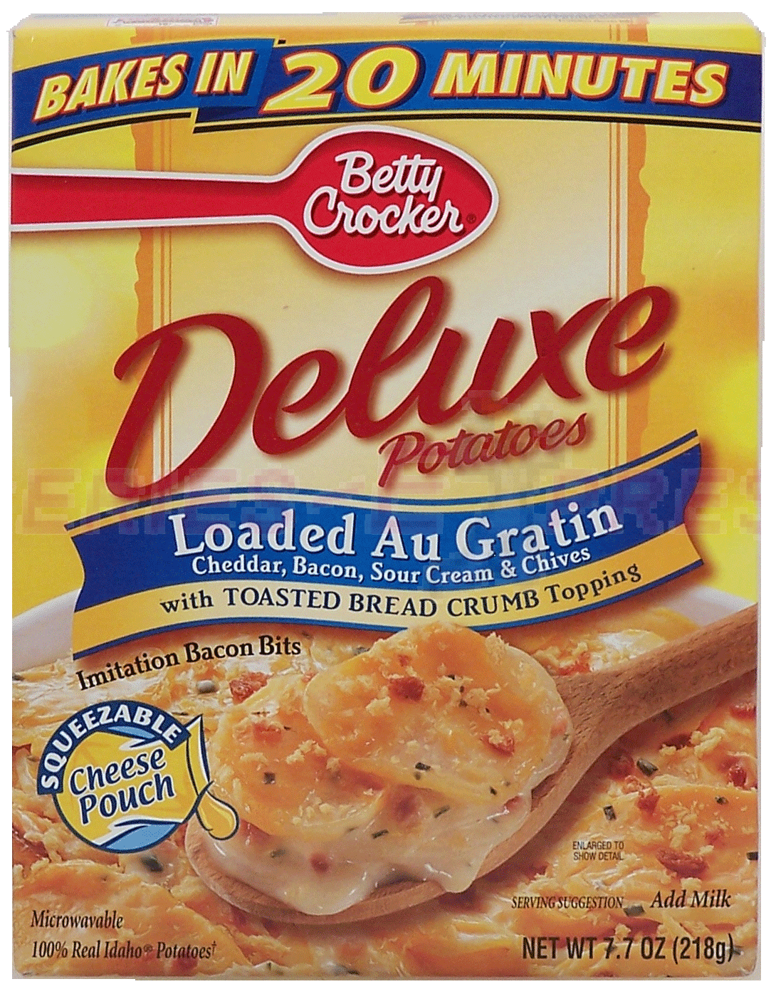 Betty Crocker&nbsp;Deluxe&nbsp;loaded au gratin deluxe potatoes cheddar, bacon, sour cream & chives with toasted bread crumb toppin Full-Size Picture